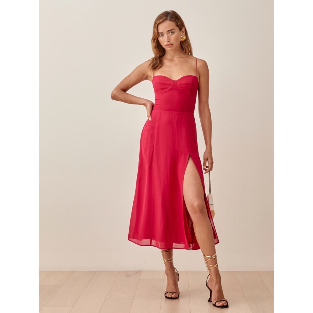 Reformation Juliette Dress in Rhubarb